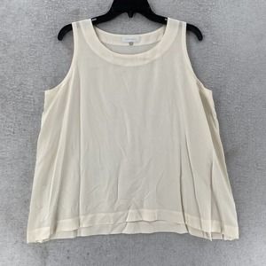 ESKANDAR Tank Top Women's Size 1 (10-12) 100% Silk A-Line Shell Ivory Sleeveless